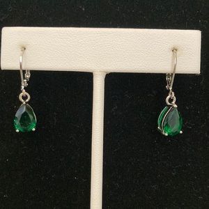 5.4 Cts. CZ - French wire dangling earrings with Silvertone setting